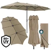 Kingsleeve Dubbele Parasol Taupe met UV-bescherming 80+