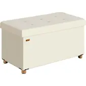 Casaria Opbergbank Beige Fluweel 76x38x42cm opvouwbaar