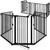 Casaria Haardscherm Set van 2 Zwart staal 306x76,5cm