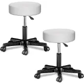 Casaria Verstelbare Draaikruk - 46/60cm Zithoogte – 2 Stuks Wit