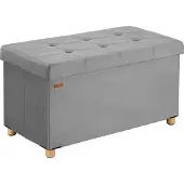Casaria Opbergbank Grijs Fluweel 76x38x42cm opvouwbaar