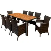 Casaria Polyrotan Tuinset Rom 9-delig Bruin acaciahout