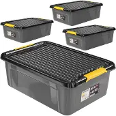 Monzana Opbergbox Set van 4 Grijs/Antraciet 58x39x16cm stapelbaar