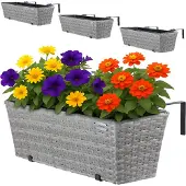 Casaria Plantenbak Polyrotan 4 Stuks Grijs