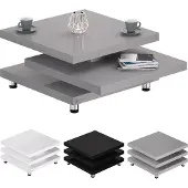 Casaria Salontafel New York Grijs 72x72cm verstelbaar