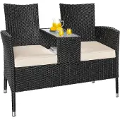 Casaria Polyrotan Tuinbank Zwart 145x58x87cm