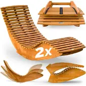 Casaria Ligbed Java 2 stuks 154x60x78 cm Acaciahout FSC-gecertificeerd