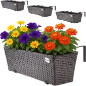 Casaria Plantenbak Polyrotan 4 Stuks Bruin