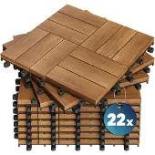 Casaria Houten tegel acacia mozaïek FSC-gecertificeerd set van 22 30x30cm