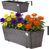 Casaria Polyrotan Balkonbak Set van 2 Bruin