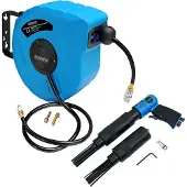 Monzana Persluchtslang Haspel + Nagelpistool Blauw Zwart 10M