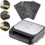 Monzana Sandwich Maker 3in1 Zwart/Zilver 1000W