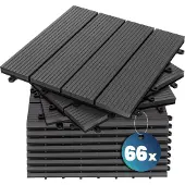 Casaria Tegels 66 stuks Klassiek Antraciet WPC 30x30cm