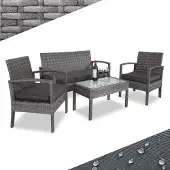 Casaria Polyrotan Tuinset 4-delig Grijs/Antraciet