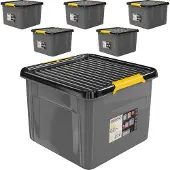 Monzana Opbergbox Set van 6 Grijs/Antraciet 39x39x26cm stapelbaar