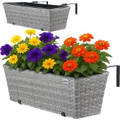 Casaria Polyrotan Balkonbak Set van 2 Grijs
