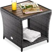 Casaria Polyrattan bijzettafel grijs 45x45x40cm