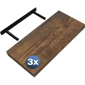 Casaria Wandplank Zwevend 3 Stuks Donkere Eik MDF 50x23x3,8cm