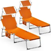 Casaria Ligbed Ibiza 2 stuks Orange Alu Zonnescherm