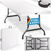 Casaria Tuintafel Wit Kunststof 220cm Inklapbaar