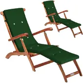 Casaria Ligbed Queen Mary Set van 2 acaciahout FSC-gecertificeerd incl kussen Groen