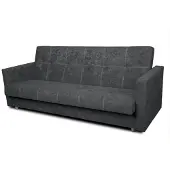 Inny producent Slaapbank met armleuningen en ruitpatroon stiksel, zwart, Suedine 24