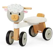 Bigjigs Houten Draagwagen - - Rijdende Schaap - 4 wielen - Zacht zitje - FSC-gecertificeerd hout