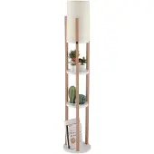 Opviq , Circle Nora - Witte vloerlamp, corpus van spaanplaat, wit, 135 x 21 x 21 cm