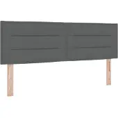 vidaXL LED Hoofdbord met LED-stripverlichting Donkergrijs 144 cm Stof