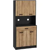 HOMCOM Keukenkast - Spaanplaat - 80x40x180cm - Natuurlijk hout