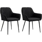 HOMCOM -eetkamerstoel - linnen (100% polyester) - 59,5x56,5x81cm - zwart