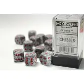 Chessex Graniet Gespikkeld D6 16mm Dobbelsteen Set (12 stuks)
