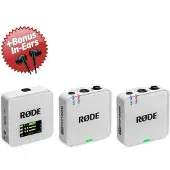Rode Microfoon-draadloos systeem Wireless GO Gen 3, wit + bonus in-ear hoofdtelefoon