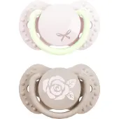 Difrax lovi Fopspeen Dynamisch - Classy - Newborn - Lichtroze & Glow in the Dark - 2 Stuks