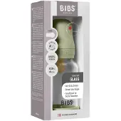 BIBS - Glass Baby Bottle Round Latex Slow Flow - Sage - 120 ml