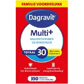 Dagravit Totaal 30 Multi+ - Multivitaminen en mineralen - Familie voordeelverpakking - Ondersteunt de afweer van het lichaam (1) - 350 dragees