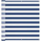 vidaXL Balkonscherm 110 x 400 cm Oxford Stof Rechthoekig Blauw en Wit