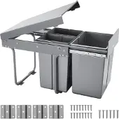 Vevor Uitschuifbare Prullenbak Afvalbak voor keukenkastjes (20+10+10 L) Prullenbak onder de gootsteen