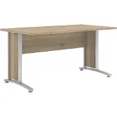 Ebuy24 Prisme bureau D eiken decor en zilvergrijs staal.