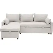 CALICOSY 3-zits slaapbank in stof met chaise longue l219 cm louison