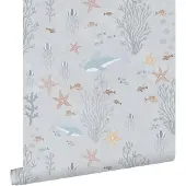 ESTAhome behang onderwaterwereld vergrijsd blauw - 50 x 900 cm - 130929
