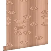 ESTAhome behang grafische lijnen terracotta - 50 x 900 cm - 131024
