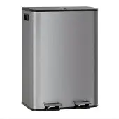 Happiq Dubbele Prullenbak 2x30L - RVS Pedaalemmer - Mat Grijs