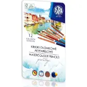 Astra Aquarel Kleurpotloden 12 Kleuren Metaal + Penseel