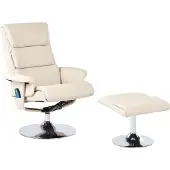 Beliani LEGEND - Relaxfauteuil met voetenbank - Lichtbeige - Kunstleer