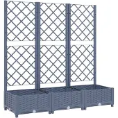 vidaXL plantenbak met trellis - donkergrijs, 120 x 40 x 121,5 cm