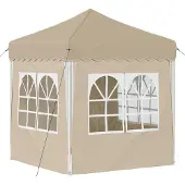 vidaXL Pop-up Feesttent 195 x 195 x 245 cm Crèmekleurig Oxford Stof