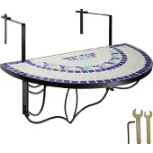 TecTake - Balkontafel mozaïek klapbaar wit/blauw - 402766