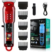 INF Professionele Tondeuse met LED-display, Stalen Mes en Snoerloos Gebruik, 500mAh, 60 min