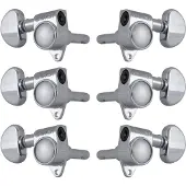 Grover 106C Locking Rotomatics, Round Button,3+3, Chrome Gitaar stemmechanieken